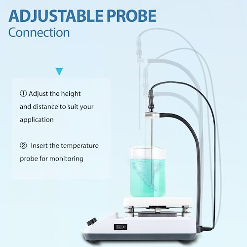 BAOSHISHAN 6.6 Inch Magnetic Stirrer Hot Plate with Timer, 6L Stirring Capacity 300C/572F Hotplate with 3 Stirring Bar, Stir Bar Retriever, Thermal Probe and Support Stand 110V