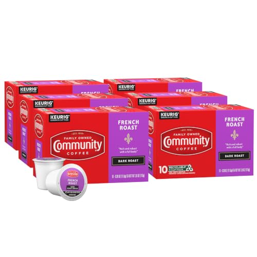 Image of Community Coffee French Roast K-Cups, Extra Dark Roast, 10 Count (Pack of 6)