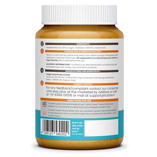 Image of Trubite Classic Peanut Butter (Crunchy) (1kg) | 26g Protein | Cholesterol Free | Indian Recipe | Delightful Taste