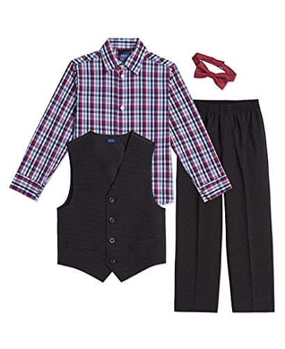Image of IZOD Boys' 4-piece Formal Dress Up Suit Set, Vest, Pants, Collared Shirt, and Tie