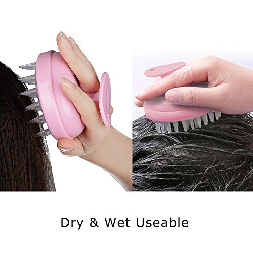 Foto von Kopfmassagegerät Elektrisch Kopfhaut Massagegerät für Nasses und Trockenes, Shampoobürste Haarbürste für Peeling und Kopfmassage, Stimuliert das Haarwachstum, wasserfest (Rosa)