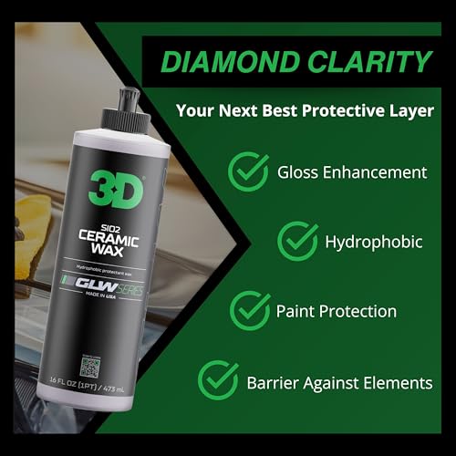 3D GLW Series Ceramic Wax – SiO2 Infused Car Wax for Ultimate Gloss, Hydrophobic Protection & Easy Application | Ultra Slick Shine | Made in USA 16 oz - Image 5
