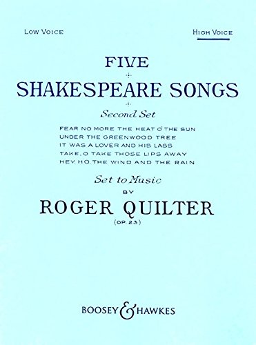 5 Shakespeare Songs: op. 23. high voice and piano. aigue.