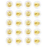 20 cierres para pendientes, cierres de seguridad en oro de 18 quilates, silicona hipoalergénica para pendientes colgantes, no irritantes (oro)