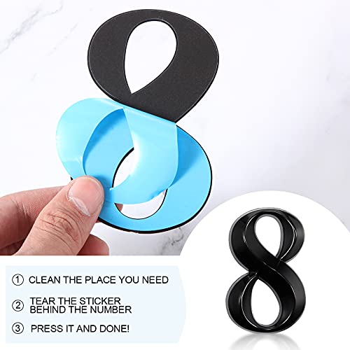House Numbers 3D Door Mailbox Numbers 0-9 Self Adhesive House Door Numbers House Street Address Numbers Stickers For House, Apartment, Office, Hotel Room, Mailbox Signs (Black, 4 X 2.5 Inches) #TOP4