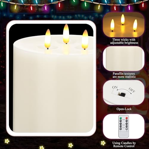 Image of Retisee 1 Pack Ivory Extra Large Flameless Candles 6 inchx6 inch Remote Control