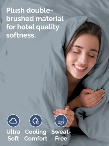 Image of Duvet Cover Queen Size - Soft 3 Piece with Zipper Closure - Steel Blue