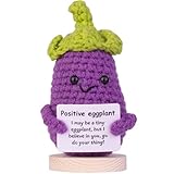 CoFuBcad Handmade Emotional Support Pickle Eggplant Gift, Cute Knitted Eggplant Doll, Crochet Doll with Front Card, for Birthday Gift Friends Birthday Party Desktop Decorations