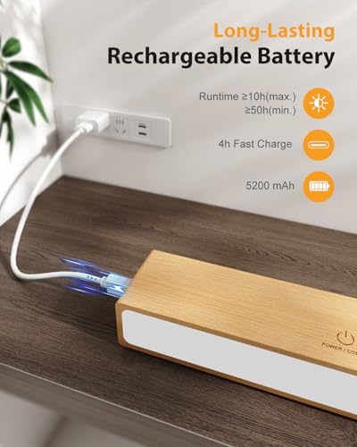 Image of Rechargeable Wood Wall Lights (2 Pack) with Remote & Touch, 5200mAh Battery Operated Wall Sconce with 3 Color Temperatures & RGB. Magnetic, Stick-On, Dimmable Wall Reading Lamp for Bedroom, Picture