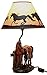 Ebros Gift Chestnut Horse Mare & Foal by Ranch Fence Desktop Table Lamp with Shade Home Decor 19