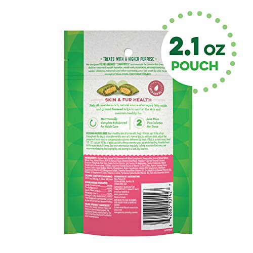 Feline Greenies Smartbites Skin & Fur Crunchy And Soft Natural Cat Treats, Salmon Flavor, 2.1 Oz. Pack #TOP1
