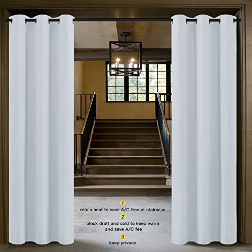 Image of NICETOWN Curtains & Drapes for Door Tapestry, Sound Noise Canceling Room Darkening Replacement Makeshift Curtains for Bathroom Pantry Bedroom Closet (Greyish White, 1 Panel, 5ft Wide x 7ft Long)