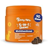 Zesty Paws 5in1 Multivitamins for Dogs | Supports Skin & Gut Health, Brain Function, Immune System, Physical Performance | With Vitamin A, B & C, Folic Acid, Biotin, L-Carnitine | Daily Use | 90 Chews