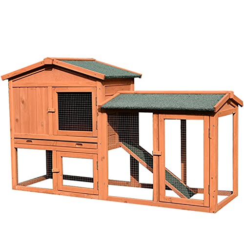 Hühnerstall Aus Holz, Kaninchenkäfig Im Freien, Zweistöckiges Haustierhaus Mit Wasserdichtem Dach Und Mehreren Türen…