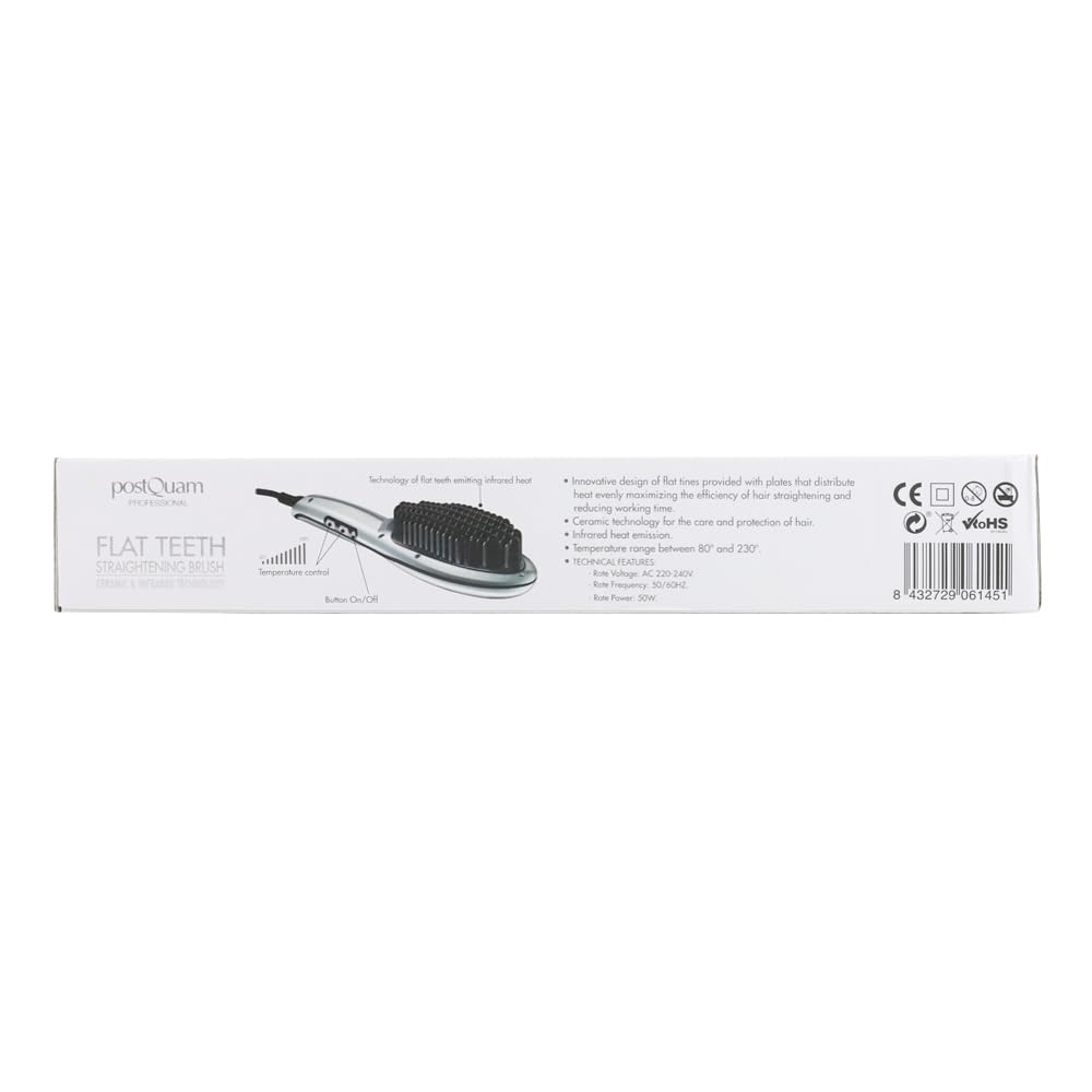 POSTQUAM 8432729061451 Glätteisenbürste, flach, 50 W, Schwarz