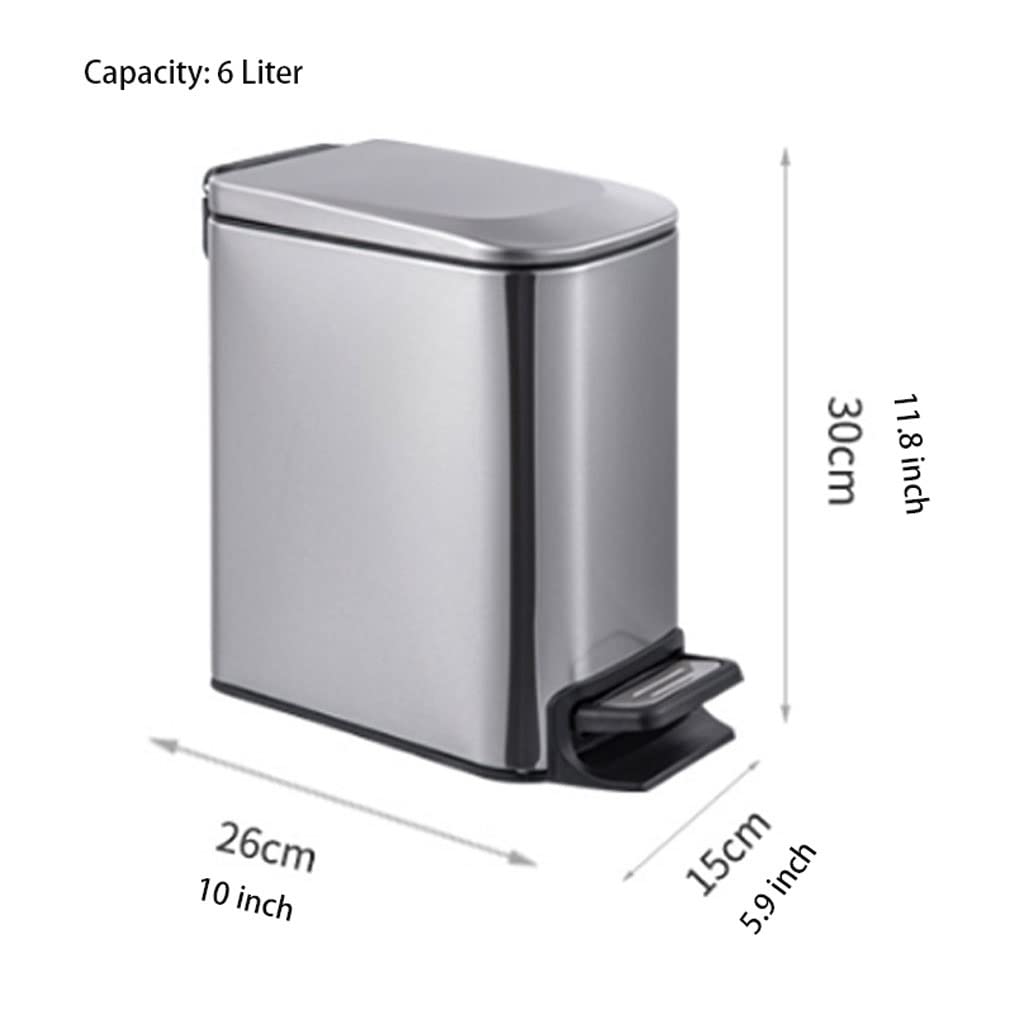Cubo Basura Casa Pedal de Acero Inoxidable con Tapa, Basura Rectangular Papelera contenedor for baño Cocina for el hogar Papelera Reciclaje(B)