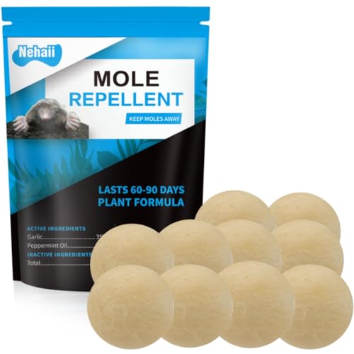 Nehaii Mole Repellent Balls Effective Mole Deterrent for Gardens UK-9P