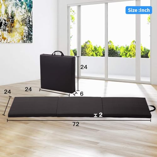 Bestmassage 07-S1Z9-4P3Y Yoga Arts Mat Gymnastics Mat Gym Mat 2 * 6 Ft Tumbling Mat Yoga Mat 3 Folding Gymnastic Mat 2 Inches Thick Pu Leather Exercise Mat thumb #2