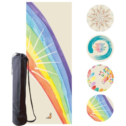 PETARYA Reflect Series, Gymnastics Mat, Yoga matt, Polyurethane, Durable, Non-Slip, Stretching, All Types For Yoga, Home Workout, Indoor and Outdoor Use, 72x 27 inch Secondary Rainbow