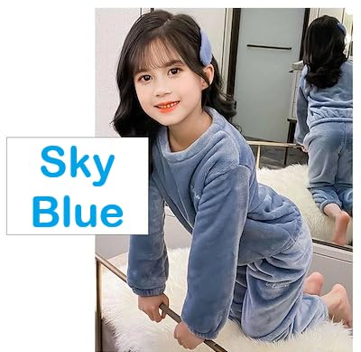 GEIFA® Girls & boys Fleece Winter Set –Hooded Sweatshirt & Pants OutfitPack of 1 (Plus Size, SKY BLUE, 7-8 Years) 1