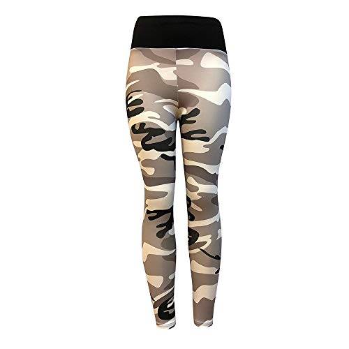 Camouflage Sporthose Damen Lang Eng Yogahosen Trainingshose Tights Shape Stretch Leggings für Workout Gym Sport Yoga Joggen Trainings Fitness Laufen Hosen riou New (L, Grau) Cover