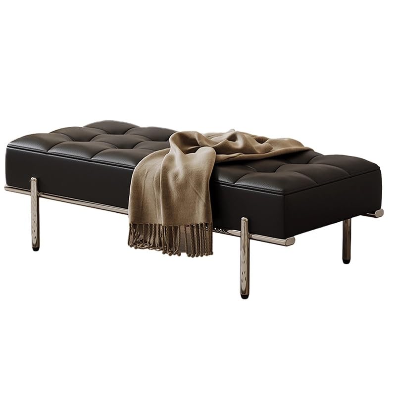Banco tapizado para zapatos de entrada con base de acero inoxidable resistente para organización de sala de estar y pasillo