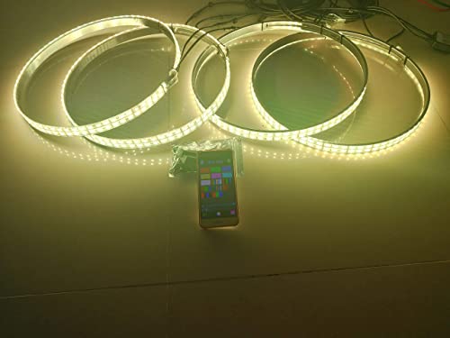 Sando Tech Rgb 4Pcs 15.5 Multi-Colors Led Wheel Ring Tire Lights + 4 Pcs 4F Underbody Decoration Light Kit Synchronize 8 Plugs Bluetooth Ctrl #TOP3