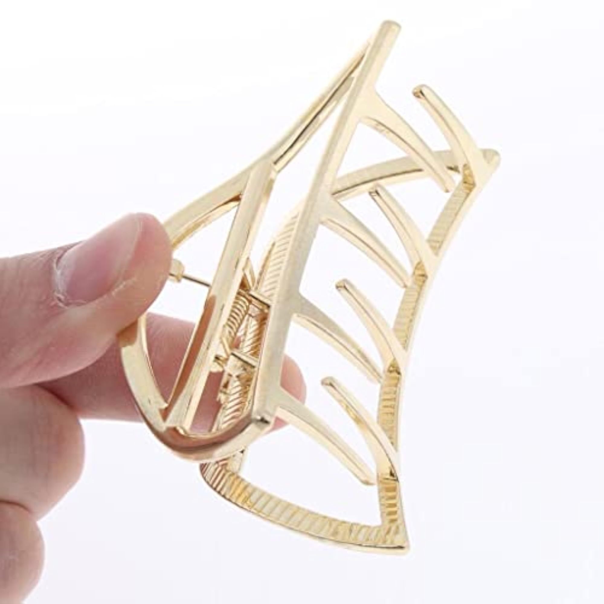 Vintage Gold Metal Hair Jaw Clip, Ponytail Holder