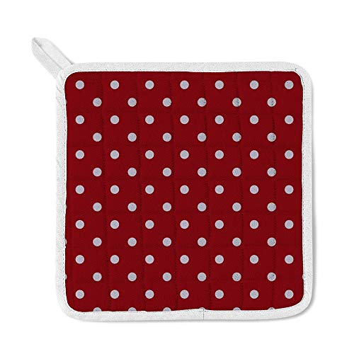 Top Carpenter Polyester Kitchen Oven Mitts Glove Potholder Apron 3Pcs Set White Polka Dot On Dark Red Non Slip Heat Resistant Mitts For Baking Cooking Bbq #TOP2