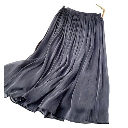 Chiffon Skirt Silky Temperament Half Skirt for Women Slim Fit and Slimming Mid Length A-line Hanging and Flowing Summer Organza for Chiffon(Black)