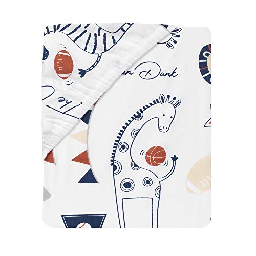 Image of Lambs & Ivy Hall of Fame Animals /Sports 100% Cotton Fitted Baby Crib Sheet