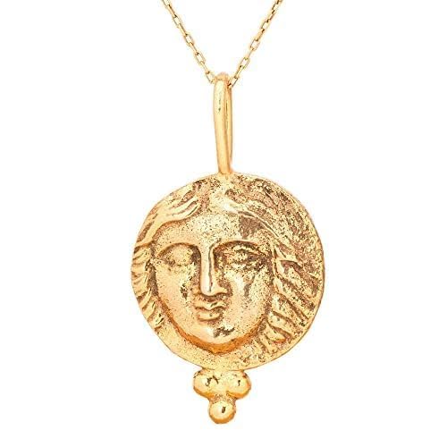 Coin Pendant, Ancient Roman Coin Necklace, Aphrodite Intaglio Intaglio Pendant. Signet Silver Necklace. 24K Gold Plated Ancient Greek Silver Pendant