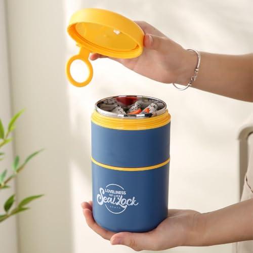 Image of Stainless Steel Insulated Lunch Pot 780ML - Blue | Double Layer Leak Proof Thermal Lunch Box with Cutlery Storage | BPA Free Food Container for Office, School & Travel