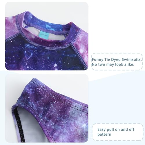 Image of Girls Long Sleeve Rash Guard Set Tie Dye Bathing Suits Two Piece Swimsuits for Kids Swim Shirts 3-16 Years