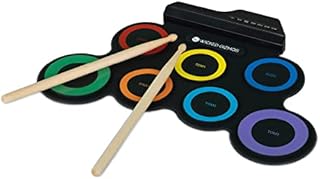 WICKED GIZMOS Electronic Drum Mat  Roll Up Digital Music Pad Instrument for Beginners Children - Learn to Play Record your Own Beats  Digital Snare Tom Crash Ride Pedal Sticks (Multi Colour)