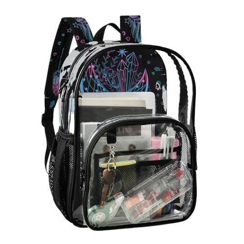 Dreamcatcher Print Clear Backpack Lightweight Large Capacity See Through Bookbag Transparent Daypack Bag, 12L2
