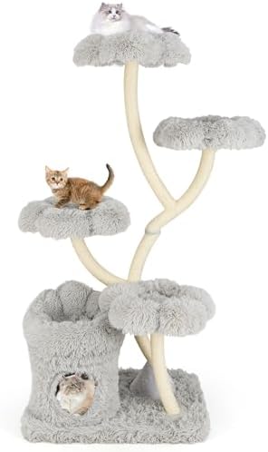 GOPLUS 165CM Arbre à Chat Design Incurvé, Arbre a Chats XXL avec ...