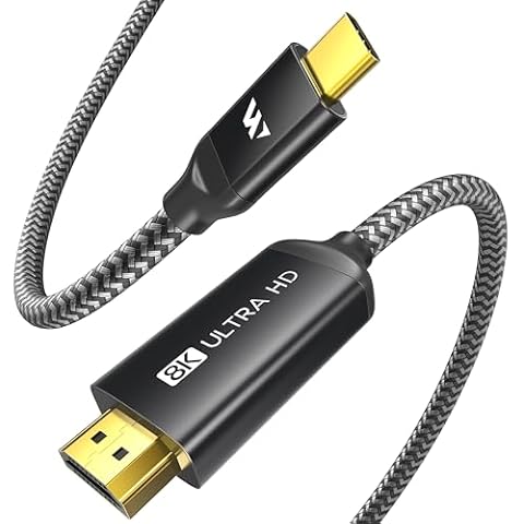 WARRKY USB C to HDMI 2.1 Cable 8K@60Hz, 4K@240Hz/120Hz,[Gold-Plated Plug, Aluminum Case]48Gbps,HDCP2.3,Compatible with Thunderbolt 3/4/5, USB4, iPhone 16/15, MacBook Pro/Air, Galaxy S24, Dell, XPS,6FT Cover