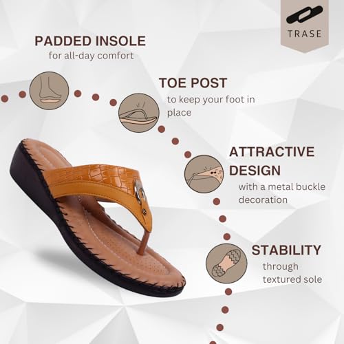 Image of TRASE Women's Flip-Flops & Slippers | Doctor Ortho Comfortable Chappal for Women & Girls | Light weight, Soft Footbed, Comfortable & Stylish | Diabetic & Orthopedic Footwear, Good for Knee & Foot Pain