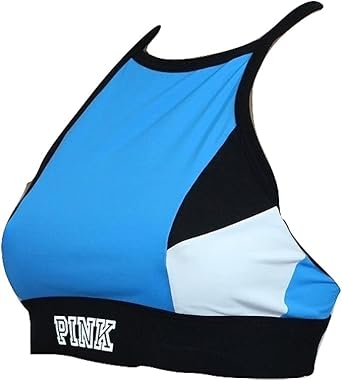 Pink Ultimate Unlined High Neck Strappy Bra Color Blue Size Medium New