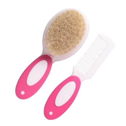 ERINGOGO 2pcs 1 Set Newborn Hair Brush Head Massager Hairbrush Care Comb and Brush Comb, 14.2*5.1cm, Pink