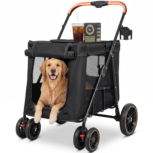 Dog Stroller for Large & Medium Dogs (Up to 80 lbs) Foldable Pet Stroller with Cup Holder & Dual...