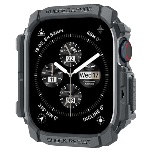 Spigen Apple Watch 11/10 46mm �P�[�X ���� �Ռ��z�� ���h�~ �ϏՌ� �ی�J�o�[ �A�b�v���E�H�b�`�P�[�X ���M�b�h�E�A�[�}�[ ACS08598 (�_�[�N�E�O���[)