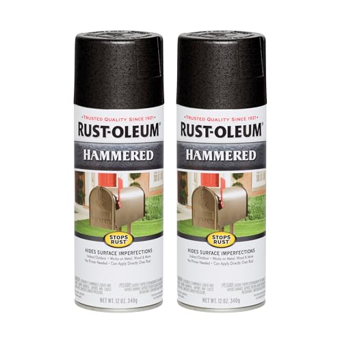 Image of Rust-Oleum Stops Rust Hammered Spray Paint, Black | Rust Resistant, Indoor and Outdoor Durability, Beautiful Finish on Metal, Wood and More, Sprays from Any Angle, 2 Pack