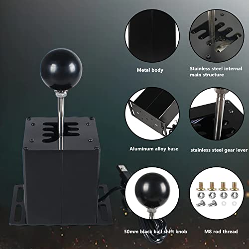 Gstp Pc Usb Simulator Shifter Compatible With G29 G27 G25 G920 T300Rs/Gt Steering Wheel Sequential H Gear Shifter Compatible With Ats Ets Dust Wrc Sim Racing Games 6+R Black #TOP4