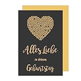 Edition Seidel Premium Geburtstagskarte mit Goldprägung und Umschlag. Glückwunschkarte Grusskarte Billet Geburtstag Happy Birthday Mann Frau einzelne eine Sprüche Karte Gold (G2332 SW022) (Design 2)