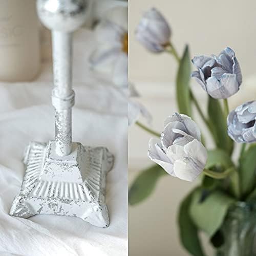 Cast Iron Glass Flower Candle Holder Dining Table Decoration Candle Lamp Old Fashioned Nostalgic Home Living Room Bedroom Decoration Candlestick (Brass)