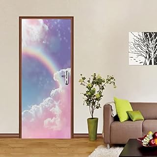 PSSR Autocollants de porte Décoration Baiyun Porte Papier peint Couleur Porte Art Peintures murales Autocollants Autocollants de porte en vinyle Autocollants Portes Décoration de maison 85x215cm