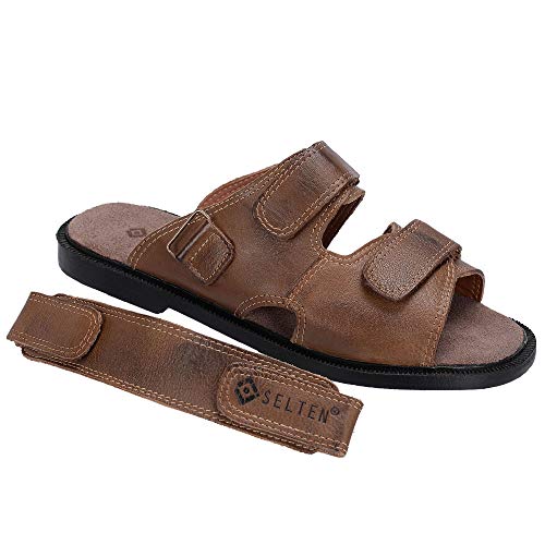 Sandália Masculina Confort Em Couro Chinelo Selten