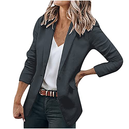 Blazer Femmes Casual Plaine Un Bouton Blazer Veste Entaillé À Manches Longues Costume Manteau Travail Bureau Affaires Formelle Costume Vestes Dames Automne Hiver Outwear